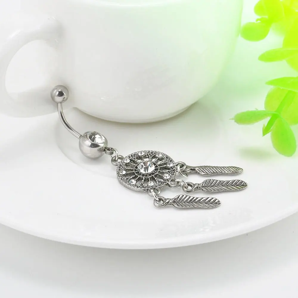 1pcs Colorful Crystal Dangle Stainless Steel Dream Catcher Belly Button Ring navel piercing jewelry | Украшения и аксессуары