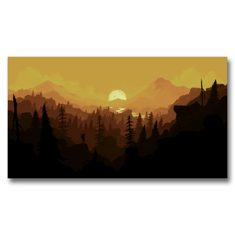 FOOCAME Firewatch горы лес видеоигры искусство шелк ткань постер печатает домашний Декор Картина 11x20 16x29 20x36 дюймов