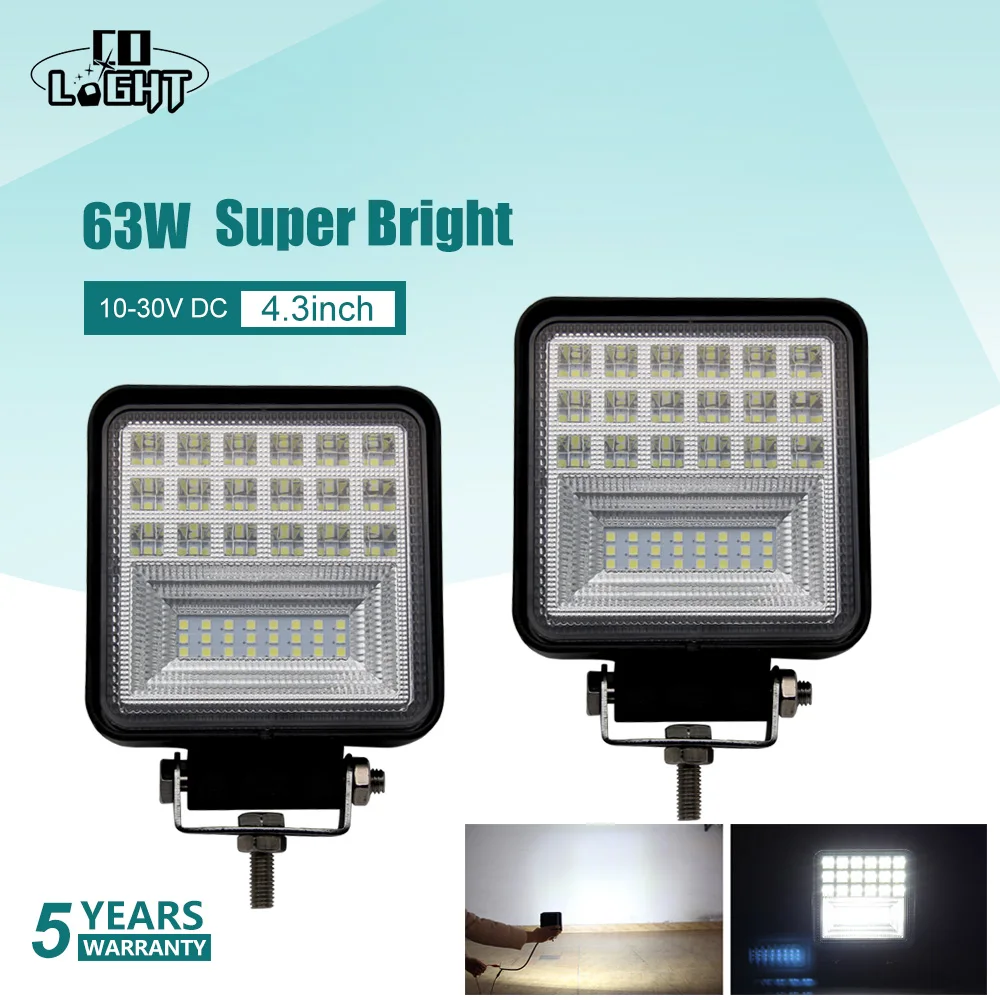 CO LIGHT 4 3 дюймов 63 Вт светодиодный рабочий свет 4x4 внедорожный фонарь для джипа