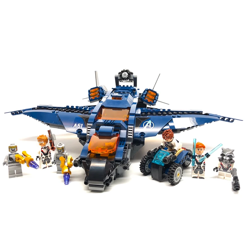 Супер герои модель строительные блоки чудесные The Outriders Attack War Machine Avengerss Ultimate Quinjet