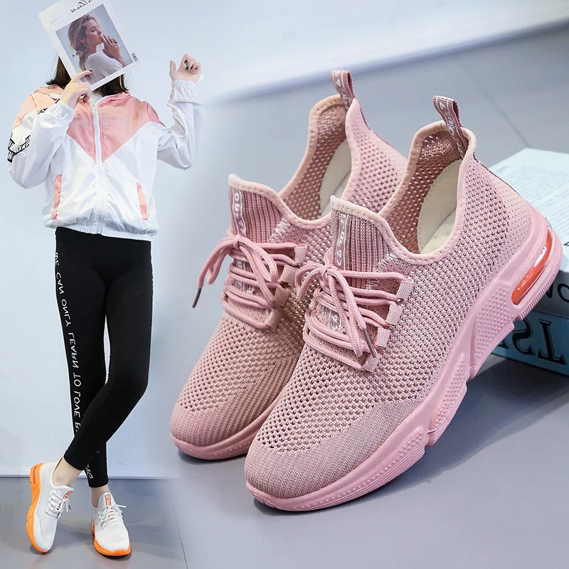 Прохладный tenis feminino Для женщин светильник мягкая спортивная обувь Для женщин теннисные туфли женские стабильность спортивная обувь тренер дешевые розового и белого цвета