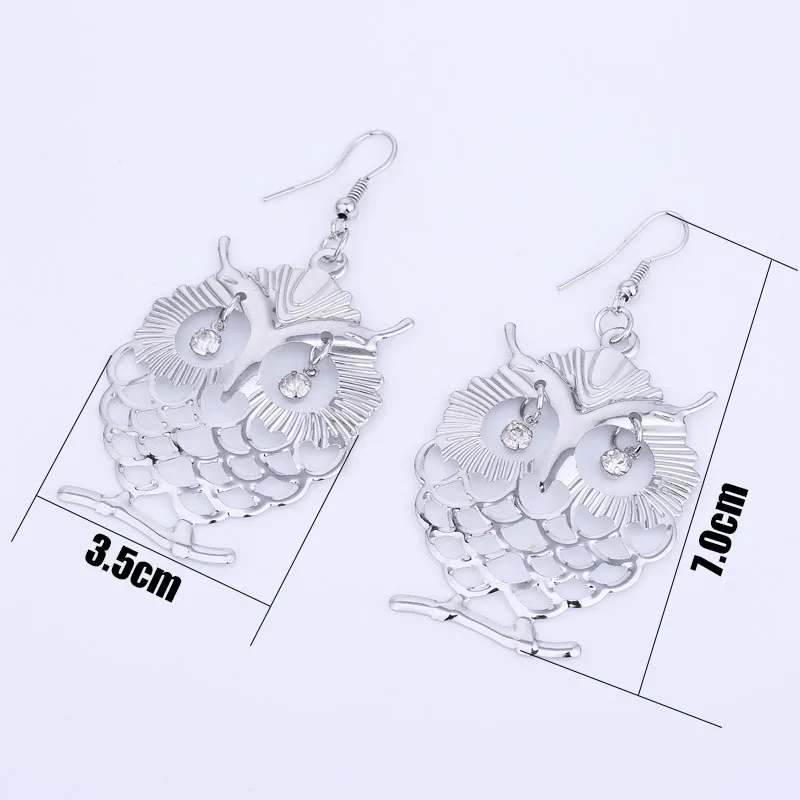 TDQUEEN металлический лист Сова Подвеска и серьги-подвески серебряный золотой цвет