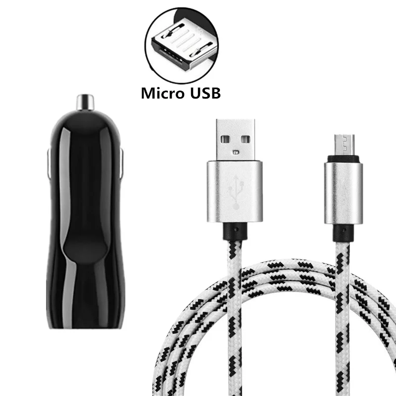 Нейлоновый микро USB и автомобильное зарядное устройство кабель для Huawei Mate 8 P8 P9