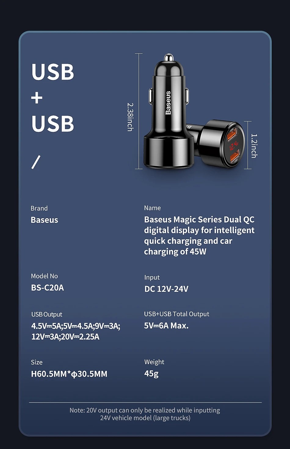 Baseus 45 Вт Быстрая зарядка 4,0 3,0 USB Автомобильное зарядное устройство для iPhone Xiaomi samsung QC4.0 QC3.0 QC type C PD Автомобильная Быстрая зарядка для мобильных телефонов