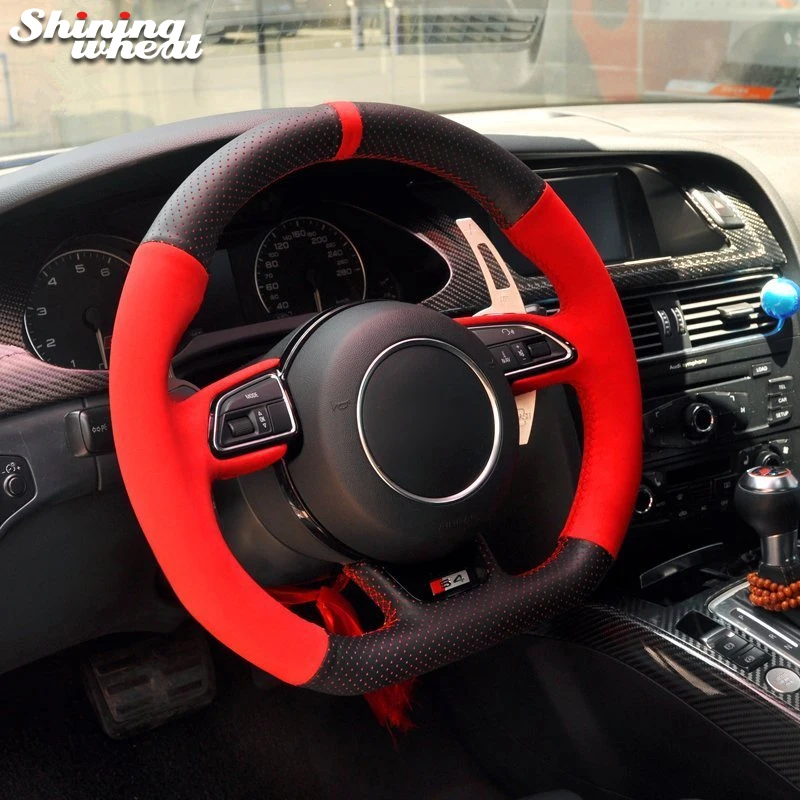 Ручная работа черная кожа красная замша искусственная для Audi RS4 RS5 S5 2012 2016 SQ5 S4 2013