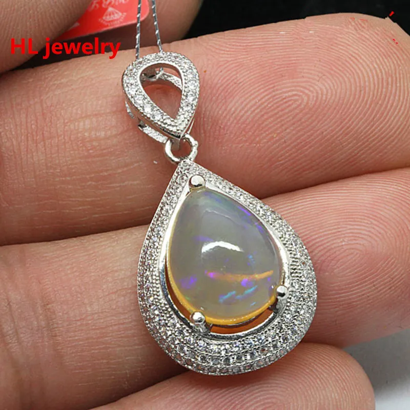 Ожерелье женское из стерлингового серебра 925 пробы с опаловым покрытием