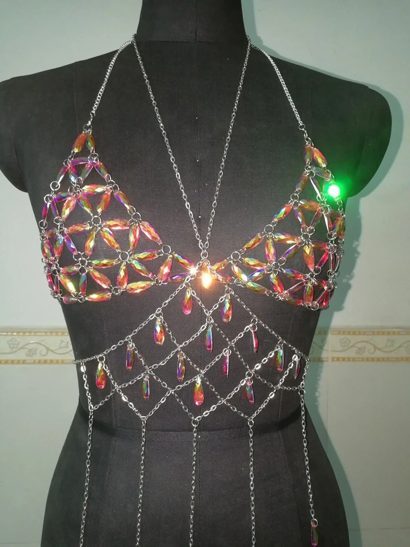 Women Fashion Tassel Tank Top Sexy Backless Club Clothes Nightclub Party Hollow Out Tops Metal Chain Female Clubwear Beachwear | Женская