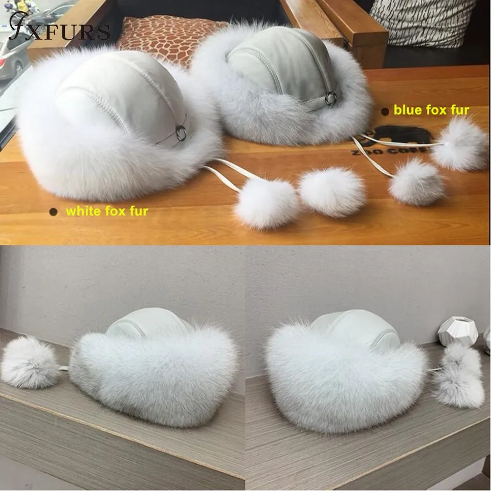 FXFURS Для женщин зимние натуральный натуральный мех лисы шляпы Монголия шляпа принцессы шапка зимние Лыжный Спорт шапка, закрывающая уши зимняя меховая шапка-ушанка