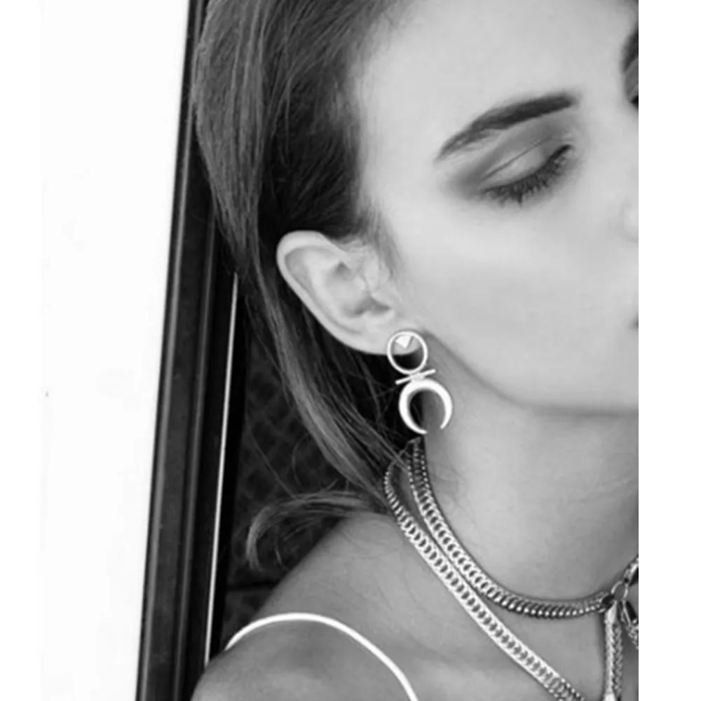 Женские винтажные серьги золотого цвета с полумесяцем Пусеты Из латуни в