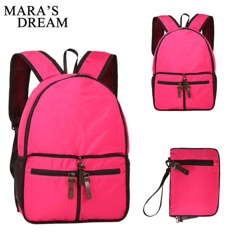 

Mara's Dream Unisex travel bag Portable can fold waterproof Nylon Women bag casual solid color Men and Women travel backpack bag