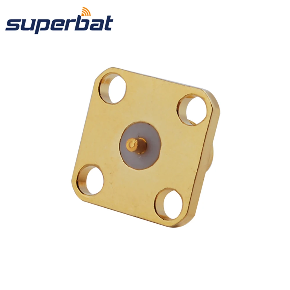 Superbat RP-SMA Female(Male Pin) Straight 4 Hole Panel Mount Solder Cup Contact RF Coaxial Connector