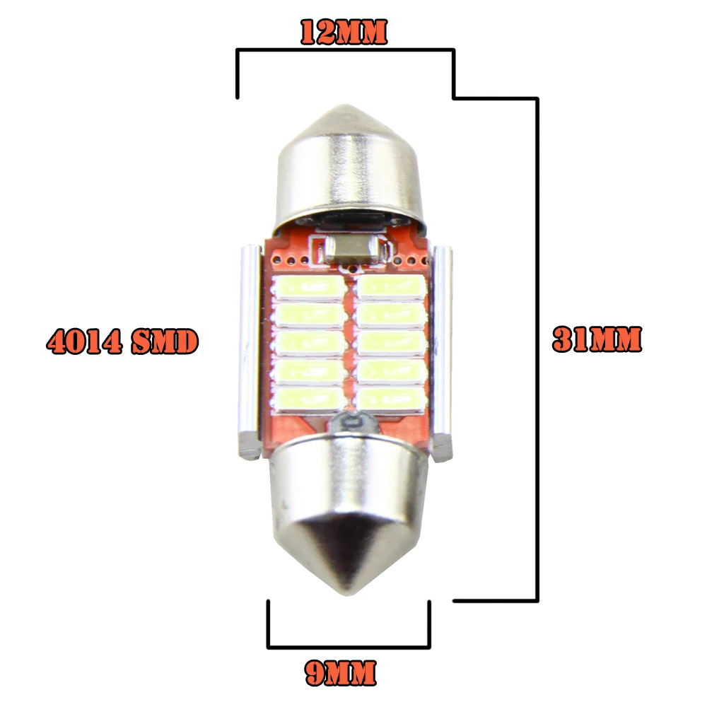 10x31 мм (1 25 &quot) 10 smd 4014 AC/Dc 12v яркий гирлянда белые светодиодные лампы для интерьера