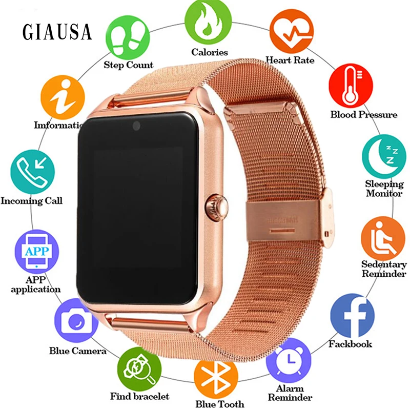 Z60 умные часы GT08 Plus металлические со слотом для Sim карты Push сообщение Bluetooth