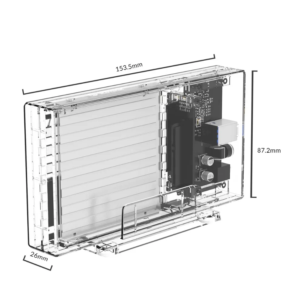 ORICO 2 Bay 2,5 ''HDD чехол SATA для USB 3,0 прозрачный жесткий диск поддержка UASP для 7-9,5 мм HDD SSD с адаптером 5 В
