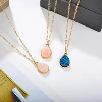 2019 new creative resin water drop necklace gold chain cute simple fashion jewelry sweet crystal cluster pendant necklaces gift
