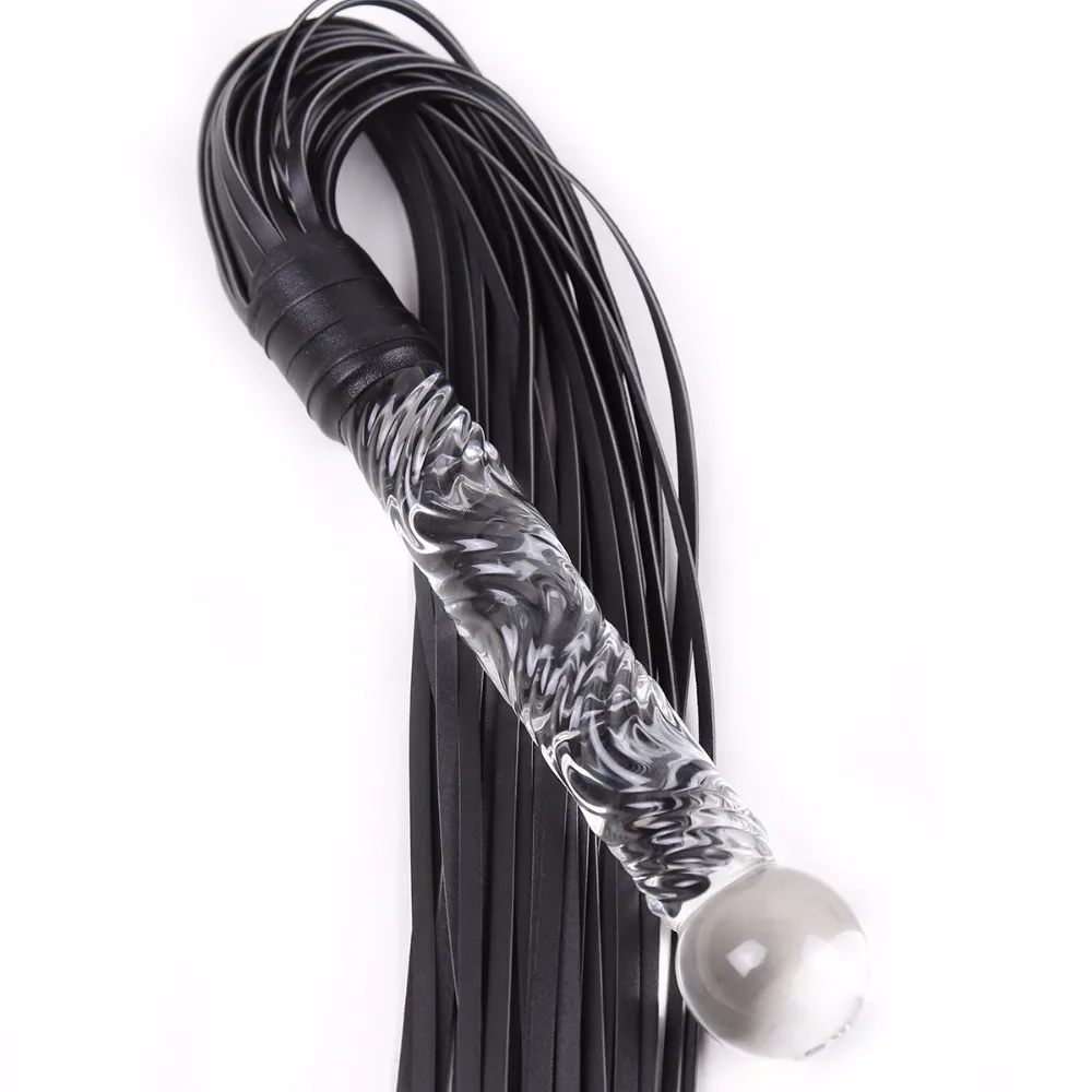 Thierry плетка из кожи и ПУ со стеклом дилдо с ручкой Анальная пробка flogger порка