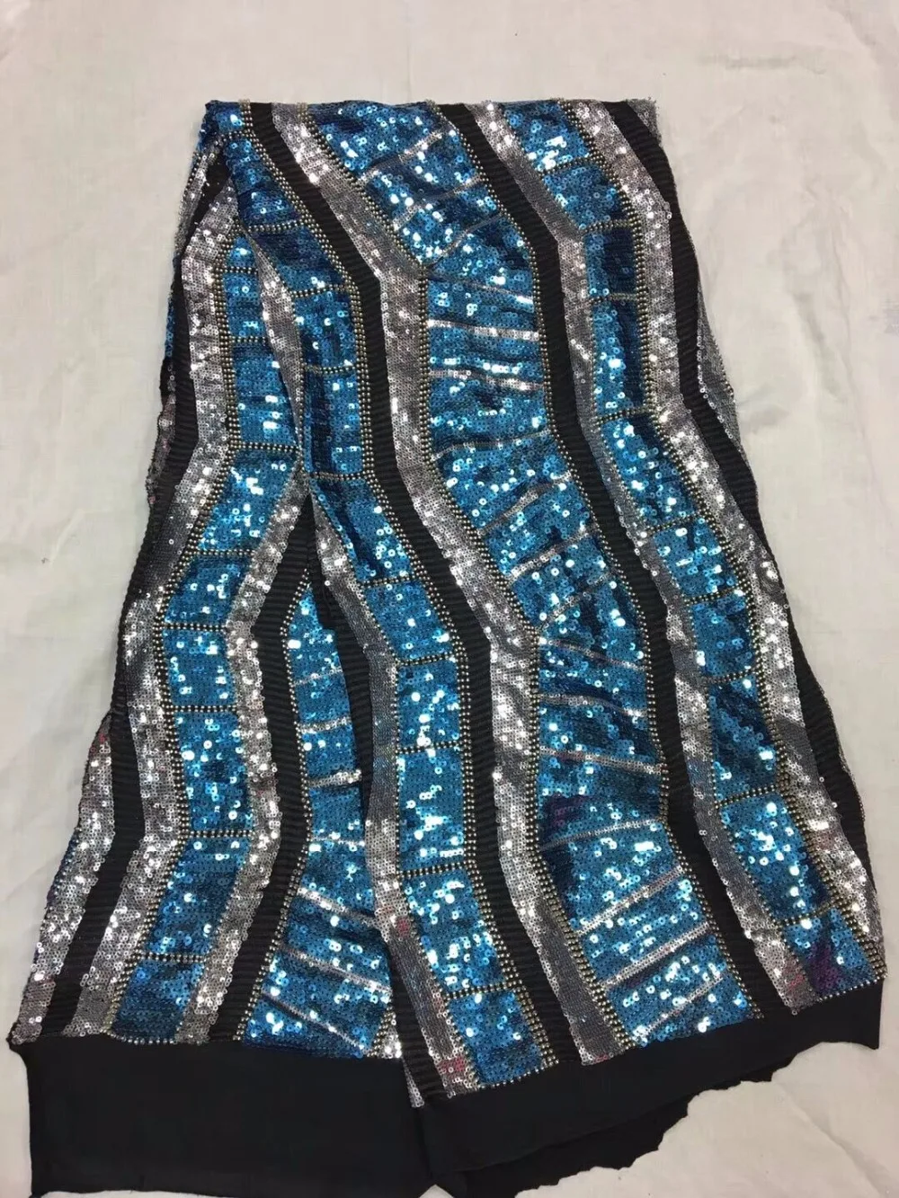 5yard/lot S-42066 Новое поступление вышитый тюль с бусинами модные вышитые кружева ткань
