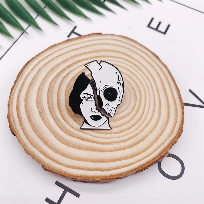 2 шт./компл. Dead Lovers Woman Skeleton Face эмалевые булавки на заказ череп мешочек для брошек