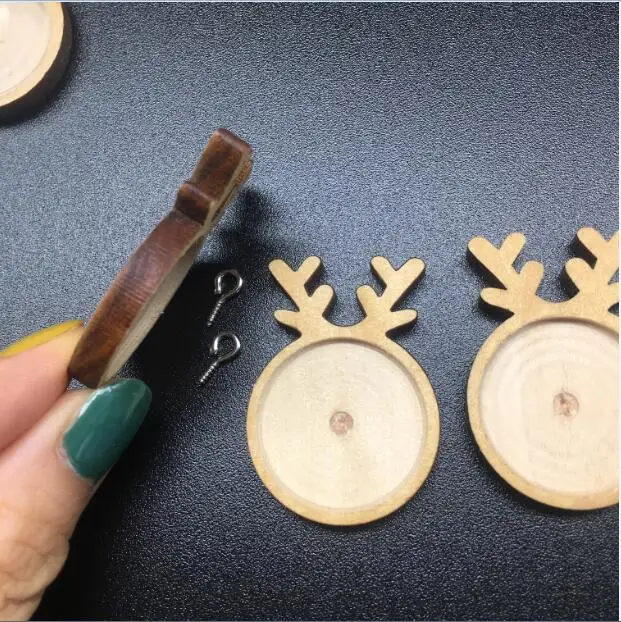 

10pcs deer Antler Wood Round Time Gemstones Underside DIY Jewelry necklace pendant Material Accessories Epoxy Vintage Underpins