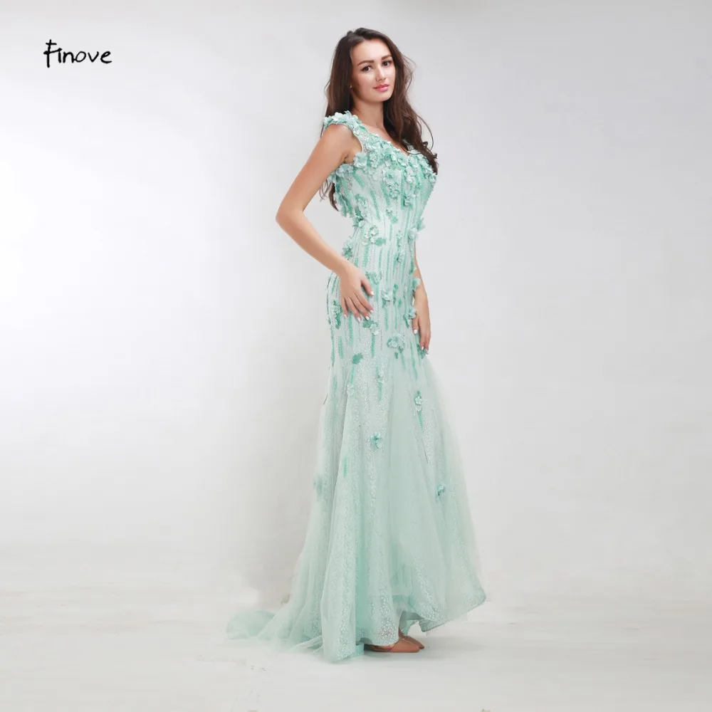Finove Floral Appliques Beading Evening Dresses 2019 Winter-Fall New Styles Mermaid Floor-Length Long Women's for Formal | Свадьбы и