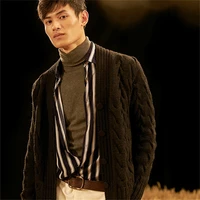 new fashion 100 hand made pure wool vneck knit men solid loose single breasted cardigan sweater oneover size