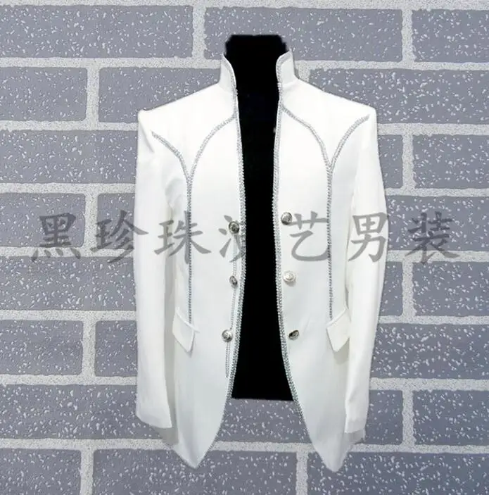 White Silver Royal Men Suits Designs Masculino Homme Terno Stage Costumes For Singers Men Sequin Blazer Dance Clothes Jacket