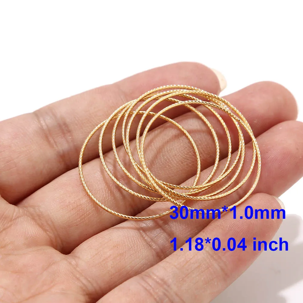 30mmx1mm 10 шт. круглым носком в Корейском стиле; Нержавеющая сталь соединительные кольца с покрытием из настоящего золота витой 30/50 мм замкнутые Кольца Набор «сделай сам» для Модные украшения Аксессуары - Цвет: 30mmx1mm