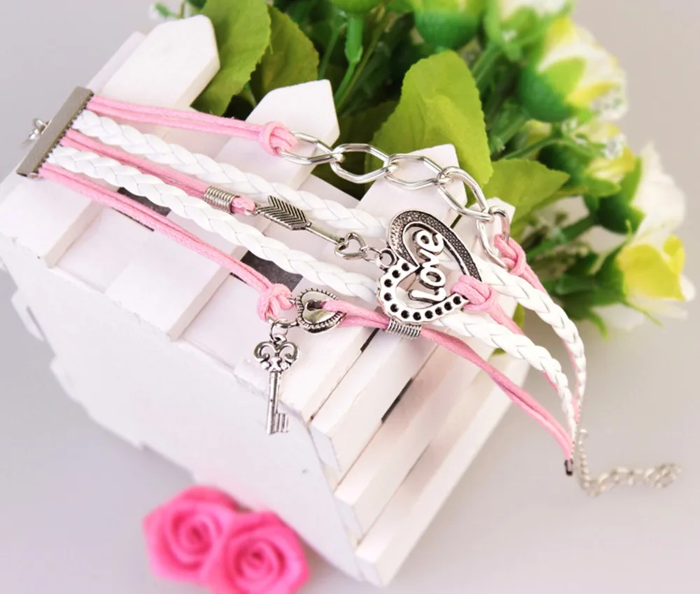 OBSEDE Многослойные плетеные кожаные браслеты винтажный браслет с замками в виде