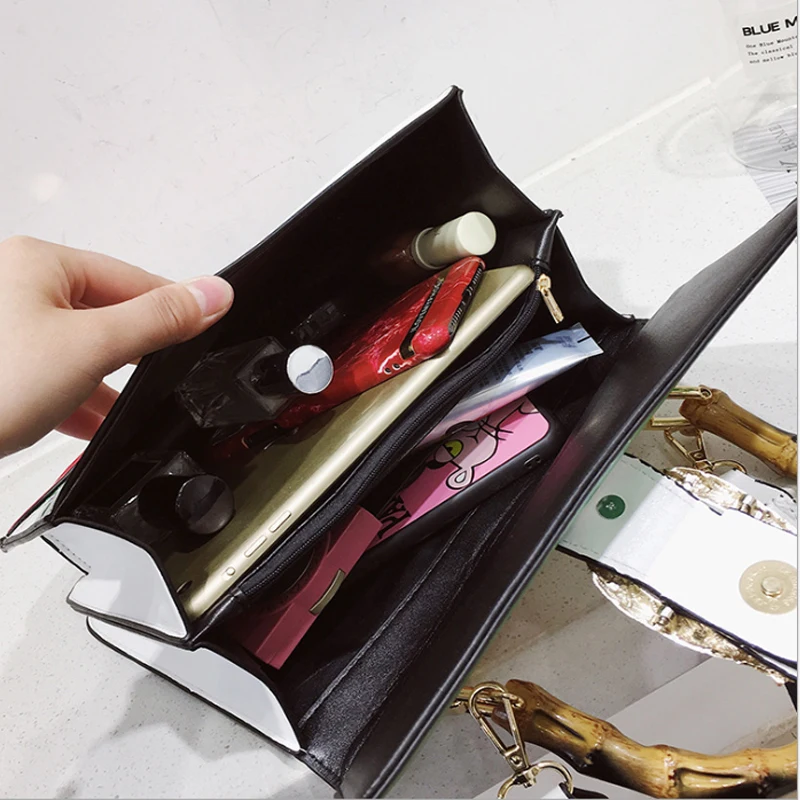 LIANGKA PU Leather Female Fashion Handbag Floral Embroidery Bamboo Handle Bag Ladies Shoulder Clutch For Women 2018 | Багаж и сумки