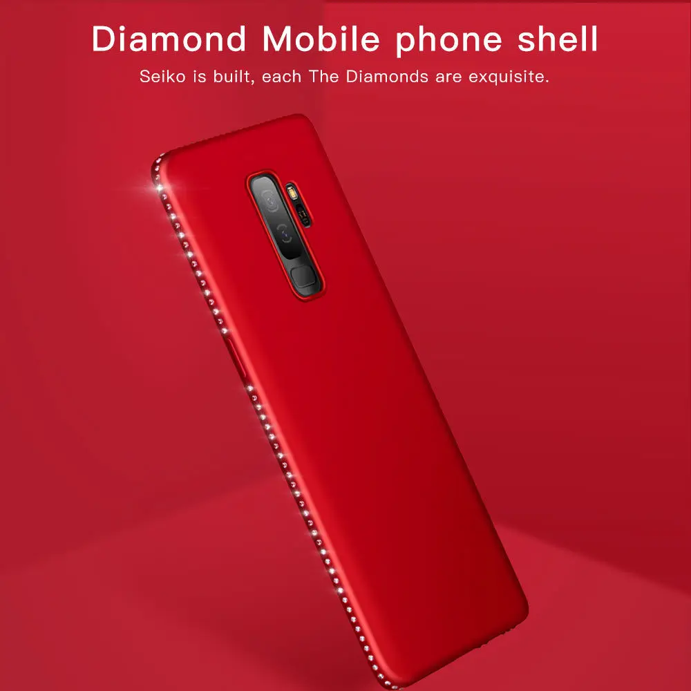 Прозрачный силиконовый мягкий ТПУ матовый чехол со стразами для Samsung galaxy S8 S9 Plus Note