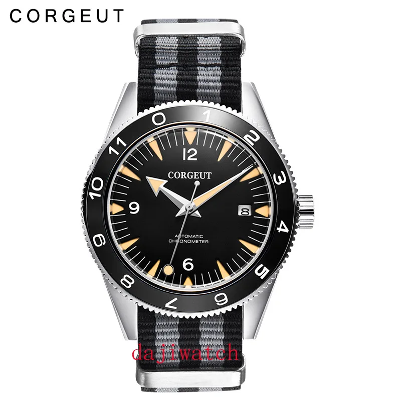 Corgeut41mm люксовый бренд Seepferdchen военные механические часы мужские автоматические спортивные дизайнерские часы кожаные механические наручные часы