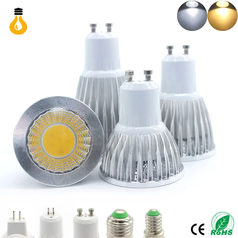 Вел прожектор 9 W 12 15 светодиодные фонари E27 E14 GU10 GU5.3 220 V MR16 COB лампы теплый белый