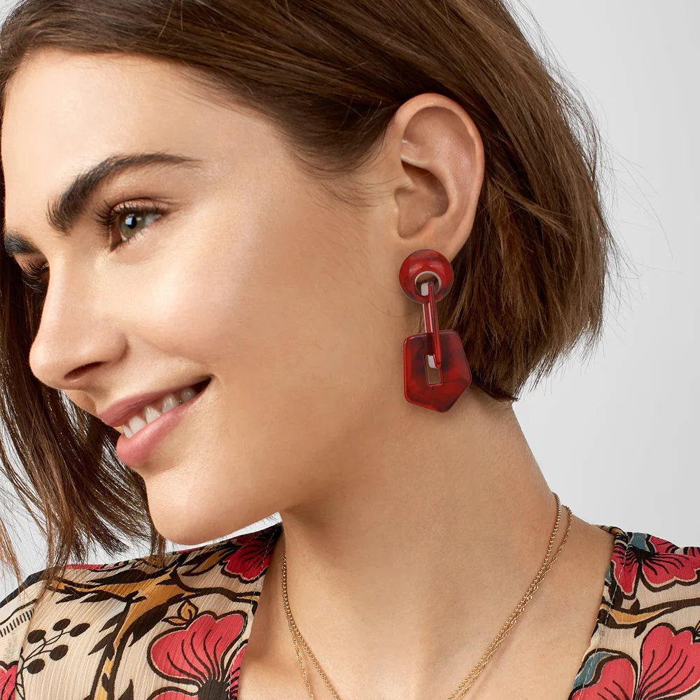 Новые Модные Акриловые геометрические висячие серьги винтажные большие