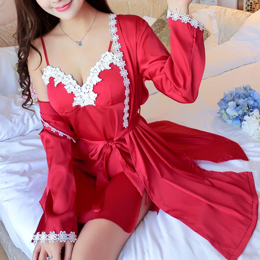 2019 Сексуальное Женское атласное шелковое ночное белье кимоно Банный халат из