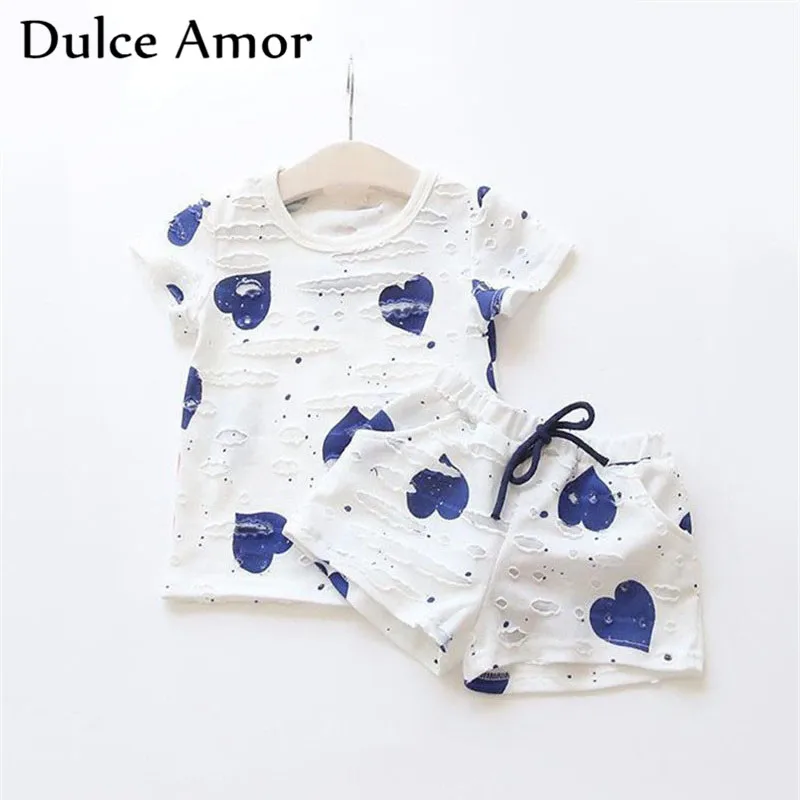 Повседневная летняя детская одежда Dulce Amor 2 шт./компл. комплекты одежды для