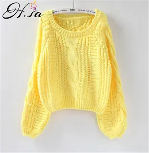 Свитер женский H.SA, желтый, карамельных цветов, 2021