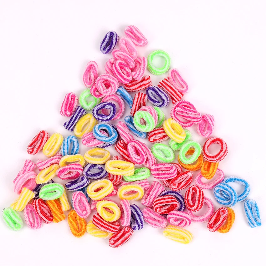 100 шт. цветные резинки для волос женщин и девочек двухцветные эластичные