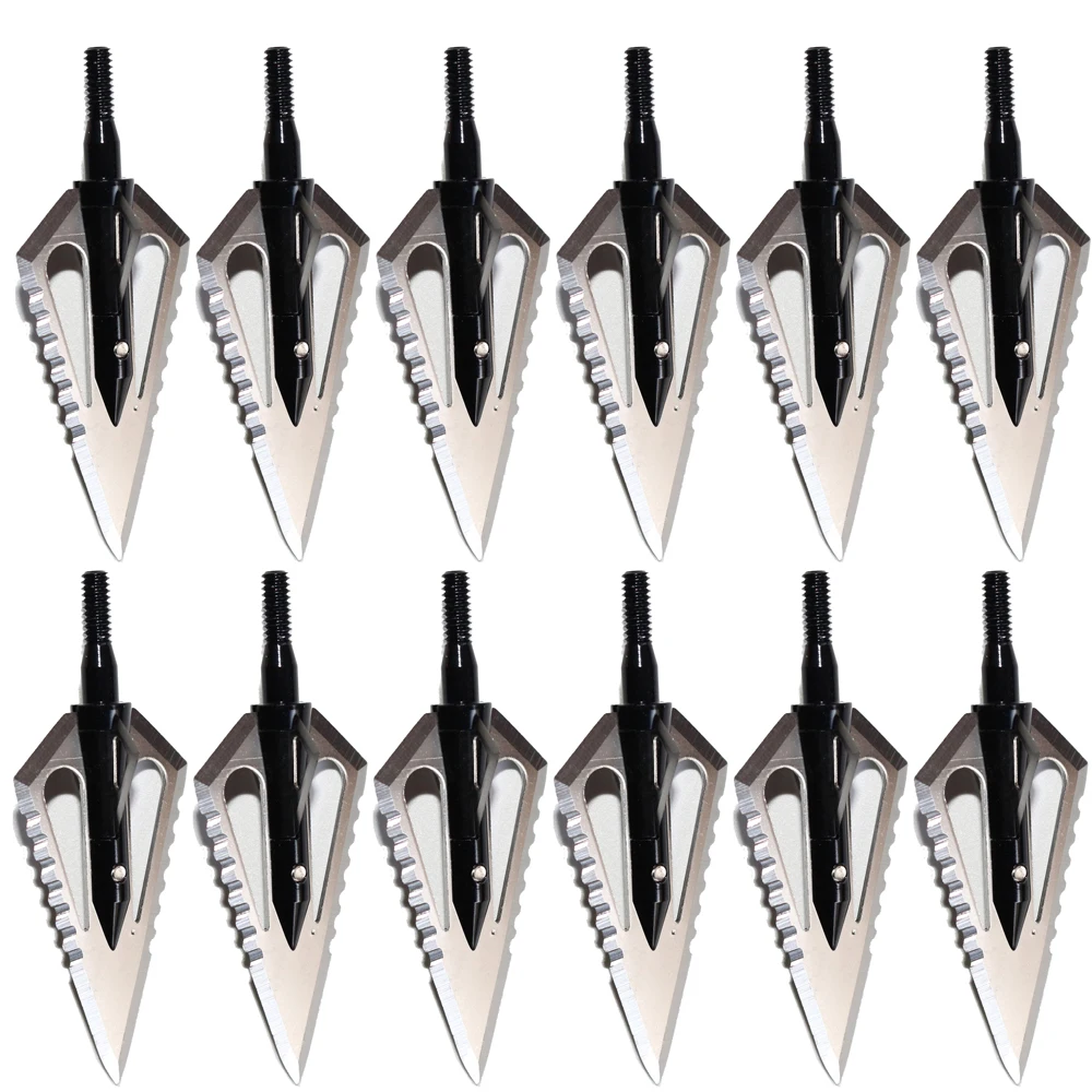 Шт. 12 шт. Broadheads Bone Охота Arrowhead 4 лезвия стрельба из лука сталь Черная стрела релиз