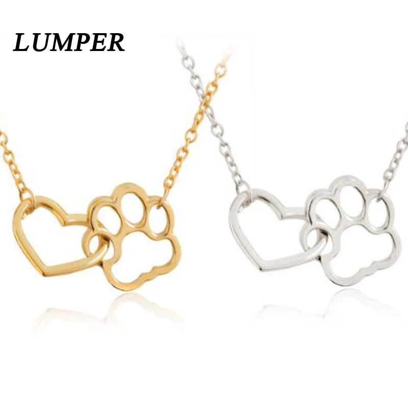 LUMPER Hollow Pet Paw Footprint Necklaces Shellhard Cute Animal Dog Cat Love Heart Pendant Necklace For Women Girls Jewelry 08 | Украшения