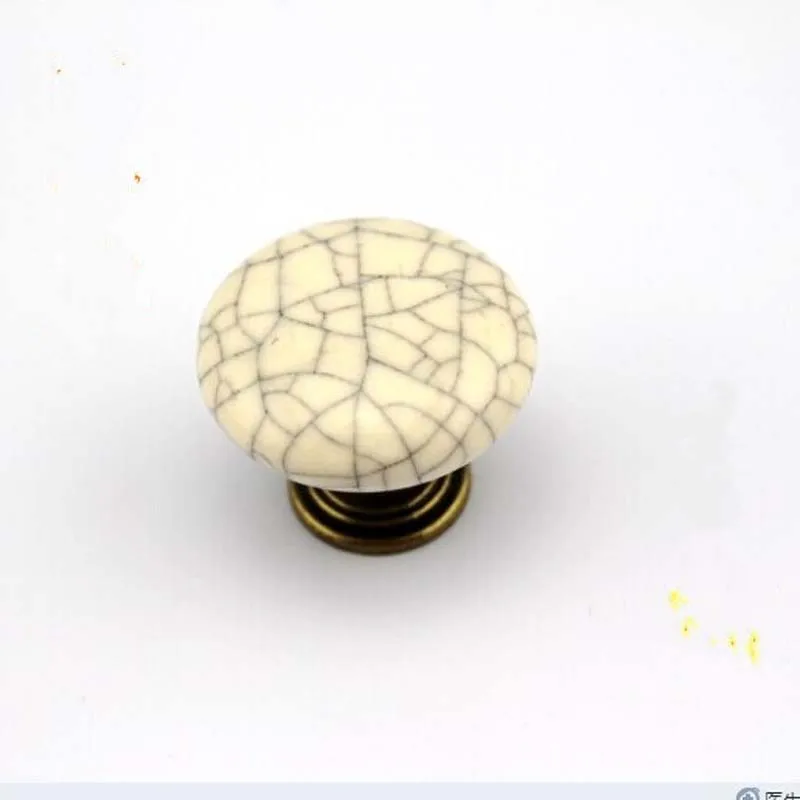 

35mm Crack Ceramic Kitchen Cabinet Knobs Bronze Dresser Handles Antique brass Drawer Cupboard Handles Pulls Knob vintage