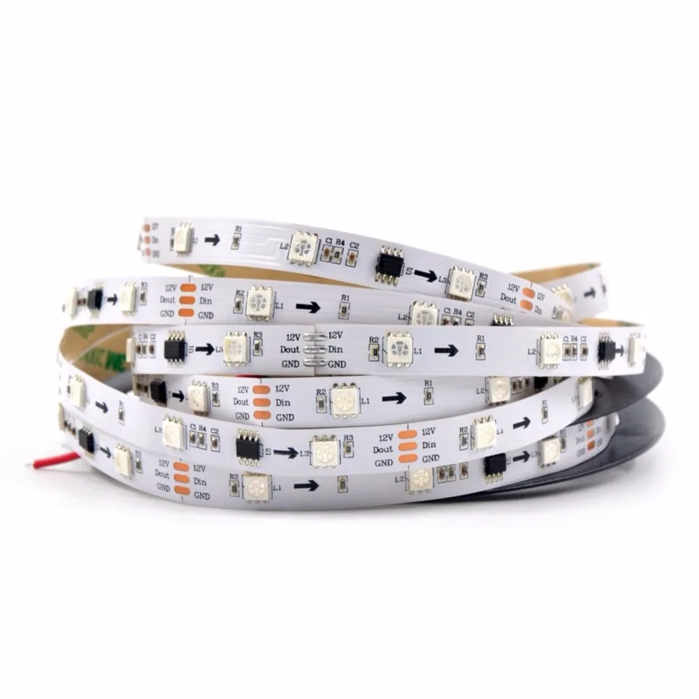 DC12V светодиодный пикселей RGB полный Цвет умная ИС(интеграционная схема) WS2811 30/60 светодиодный s/10/20 пикс./м цифровой Водонепроницаемый светодиодный 2811 полосы светильник
