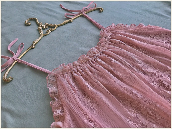 Caiyier Silk Lace Patchwork Bathrobe Nightgown Sexy Ladies Night Dress Green Pink Sleep Dress Summer Female Lingerie