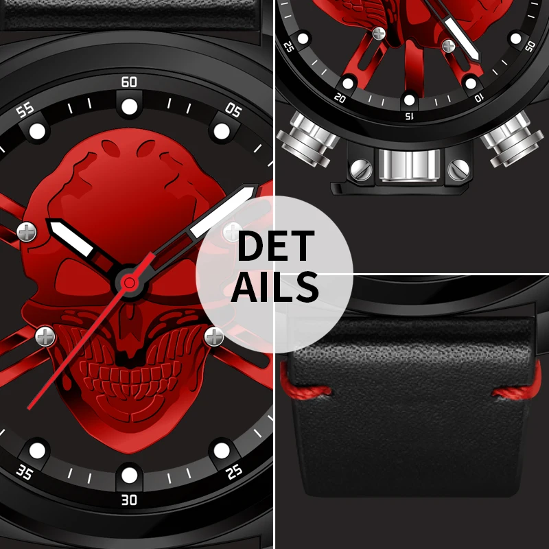 MUNITI 2018 мужские спортивные часы модные большие циферблат Мужские военные череп
