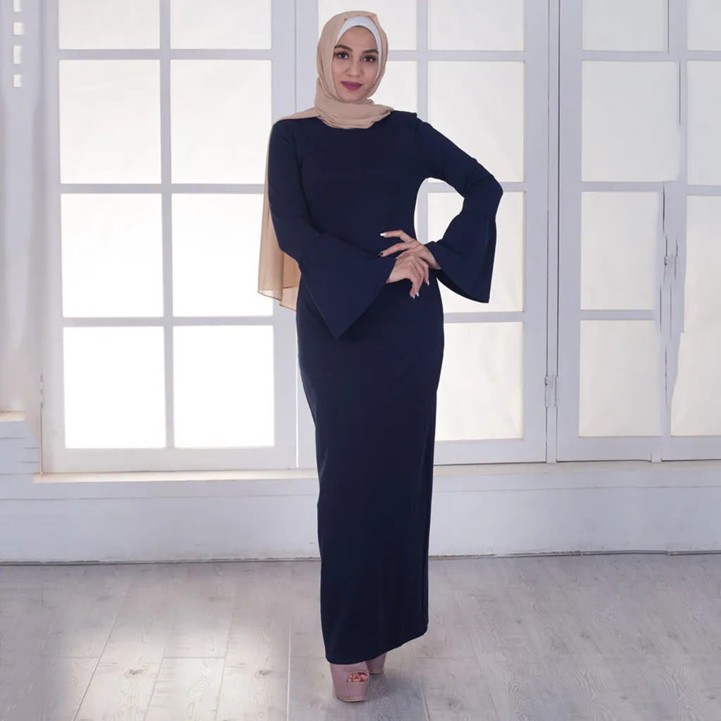 Женские Модные топы vestido мусульманское скромное платье Abaya Turkey длинный халат
