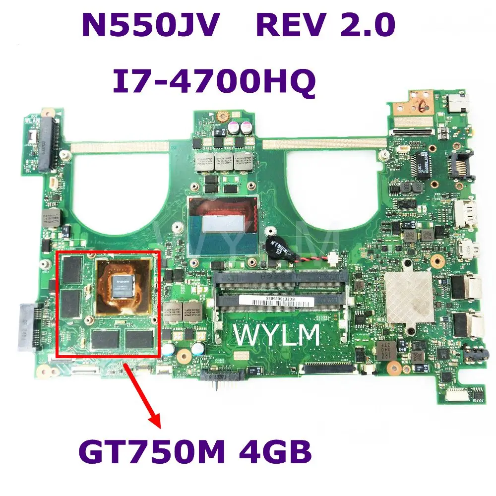 N550JV i7 4700HQ GT750M 4 Гб материнская плата для ноутбука Asus N550 N550JK G550JK Q550J G550J N550J N550JX