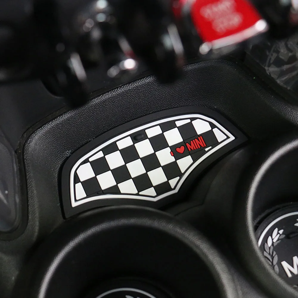 1 pcs Car Cup Coffee Cushion Storage Groove Coaster Washable Auto Non-slip Mat Pad For Mini Cooper One JCW F55 F56 Accessories - Название цвета: Checker