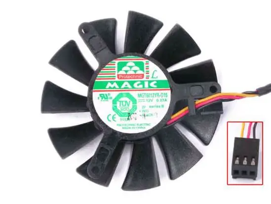 

Magic MGT6012YR-O15 DC 12V 0.37A 55x55x10mm 3-Wire Server Cooling Fan