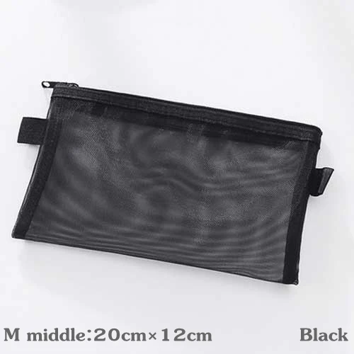 M-middle-Black Простой Прозрачный сетчатый чехол для карандашей, для офиса, студентов, чехол для карандашей, s, нейлоновый, Kalem Kutusu, школьные принадлежности, коробка для ручек, Astuccio Scuola - Цвет: M-middle-Black