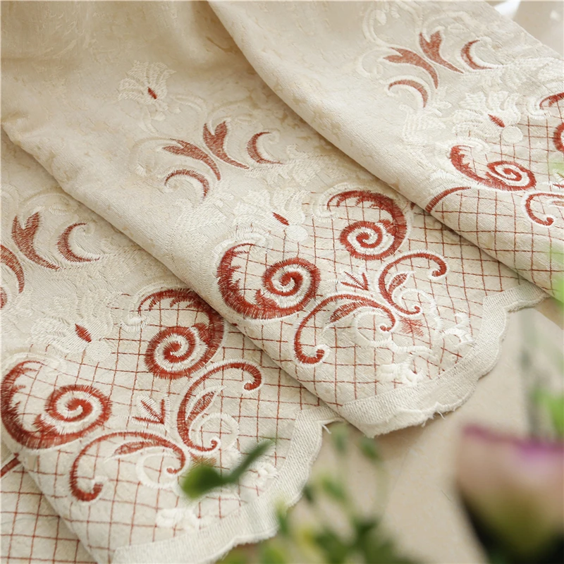 Бежевые европейские роскошные шторы с вышивкой для гостиной высококлассные