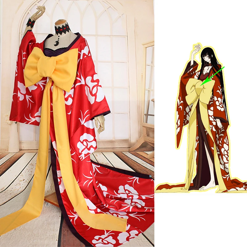 

[Настройка] Аниме! XxxHOLiC Ichihara Yuko со шлейфом кимоно платье униформа Косплей Костюм Хэллоуин Карнавальный Наряд Бесплатная доставка